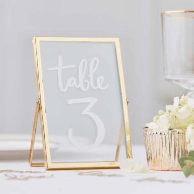 Wedding  Standing Frame - Gold Metal and Glass Image 1