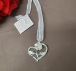 Metal Diamante Rose Heart Bridal Charm - Silver image