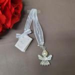 Silver Rhinestones and Pearl Angel Wedding Charm image