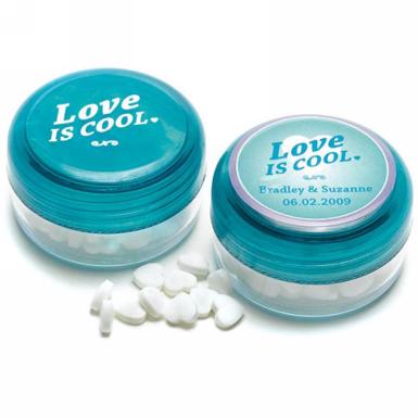 Wedding  "Love is Cool" Heart Shaped Mints Image 1