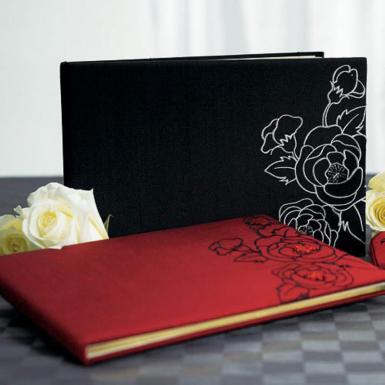 Wedding  Silhouettes In Bloom Traditional Guest Book Cabernet Red Image 1