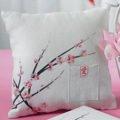 Wedding  Cherry Blossom Square Ring Pillow Image 1