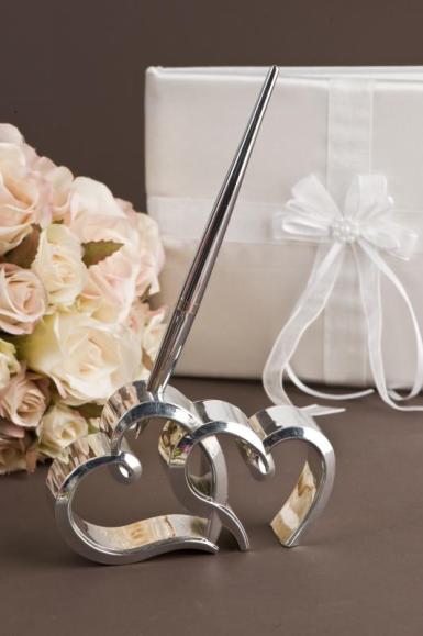 Wedding  Double Hearts Pen Stand Image 1