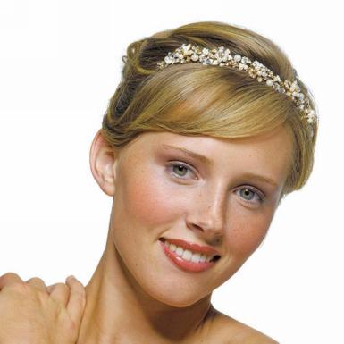 Wedding  Garden Tiara in Gold with Ivory Pearls Image 1