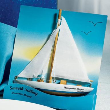 Wedding  "Smooth Sailing" Sailboat Magnet Gift Favors x 6 Image 1