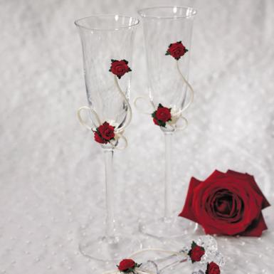 Wedding  Flower of Love In Romantic Red Toasting Set Image 1