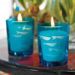 Carved Glass Fish Tea Light Holders x 8 image