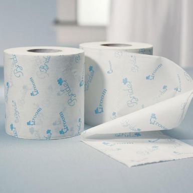Wedding  Bride and Groom Wedding Toilet Paper in Traditional Blue Print Image 1