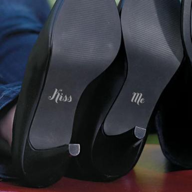 Wedding  Kiss Me "Shoe Talk" Stick on Decals for Shoes Image 1