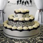 Grand Display Tower for Cupcakes - Love Bird Damask image