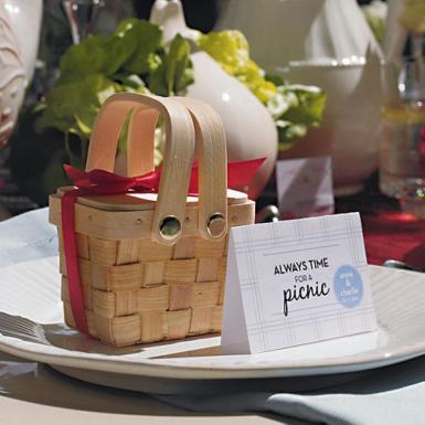Wedding  Miniature Woven Picnic Basket x 6 Image 1