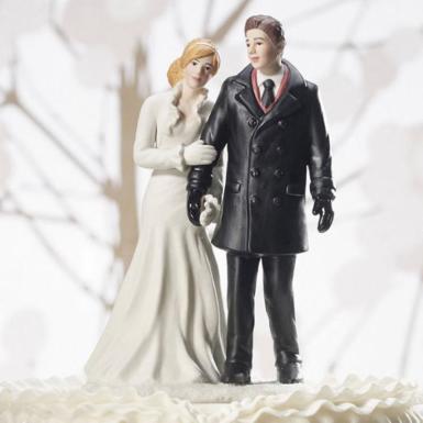 Wedding  Winter Wonderland Wedding Couple Figurine Image 1