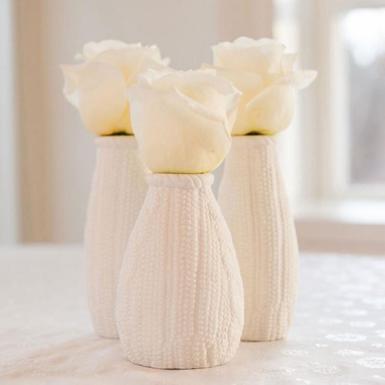 Wedding  Mini Faux Knit Porcelain Vases Image 1
