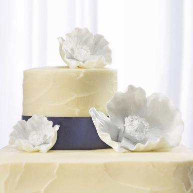 Wedding  White Porcelain Bisque Poppy Blooms Cake Topper Image 1