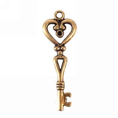 Wedding  Antique Key Charm Style 2 - Heart Shape Image 1