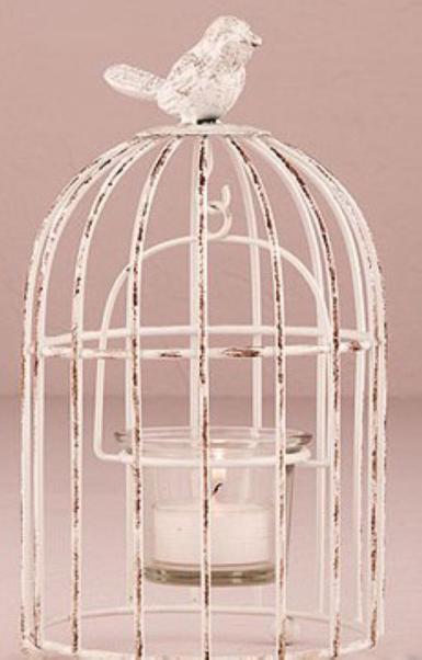 Wedding  Small Metal Birdcage with Suspended Tealight Holder White Image 1