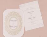 Pearls and Lace Laser Embossed Invitation with Contemporary Vintage Personalization image