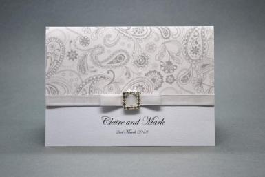 Wedding  Silver Paisley A6 Invitation and Envelope Image 1
