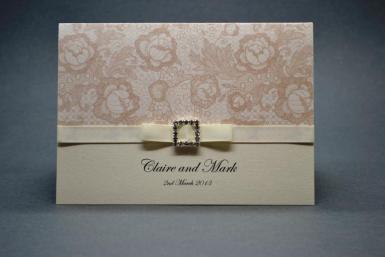 Wedding  Lace Champers A6 Invitation and Envelope Image 1
