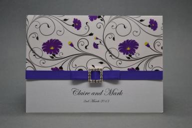 Wedding  Purple Passion Horizontal Style A6 Invitation and Envelope Image 1