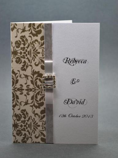 Wedding  Silver Romance Vertical Style A6 Invitation and Envelope Image 1