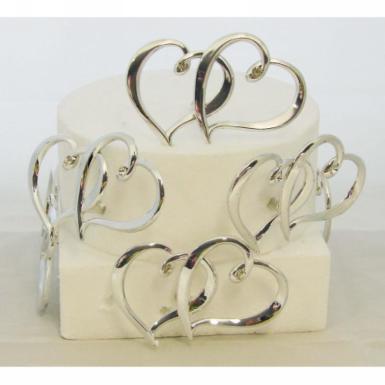Wedding  Silver Heart Single Cake Picks x 6 Image 1