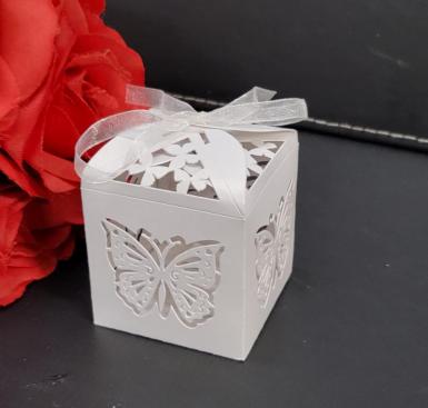 Wedding  Butterfly Laser Cut Bomboniere Boxes x 20 - Ivory or White Image 1