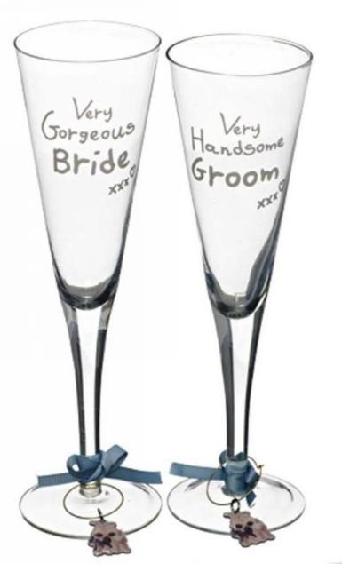 Wedding  Boofle Bride and Groom Flute Set Image 1