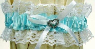 Wedding  Double Lace Blue Heart Garter Image 1