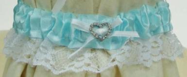 Wedding  Single Lace Blue Heart Garter Image 1