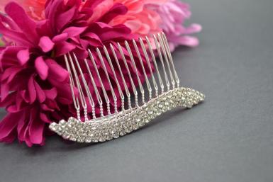 Wedding  Double Crystal Side or Veil Comb - 3 Rows Image 1