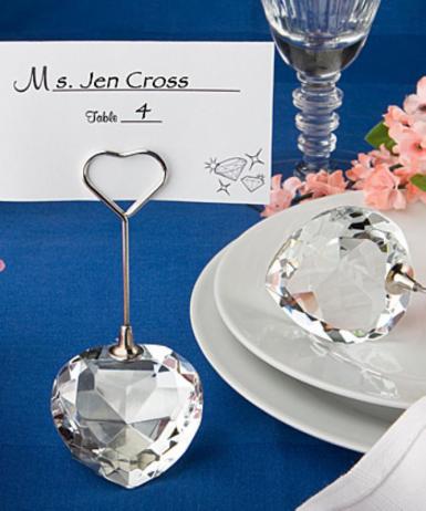 Wedding  Crystal Heart Place Card Holder Image 1