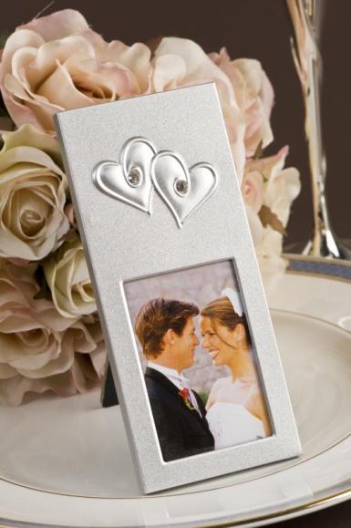 Wedding  Silver Photo Frame with Crystals Image 1