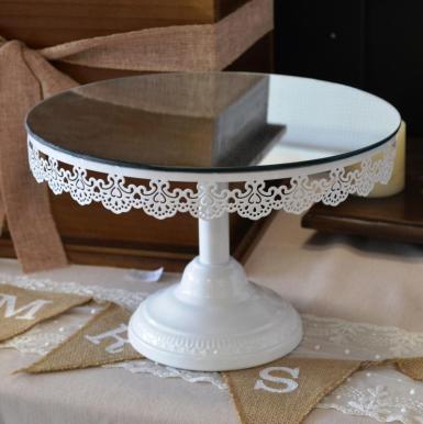 Wedding  White Pedistal Rustic Metal Cake Stand Image 1
