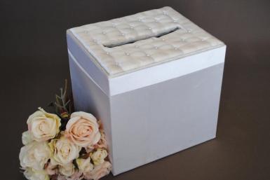 Wedding  Square Satin Wishing Well Box - Ivory or white Image 1