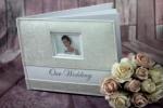 Embossed Rose Leather Look Guest Book -  Ivory image
