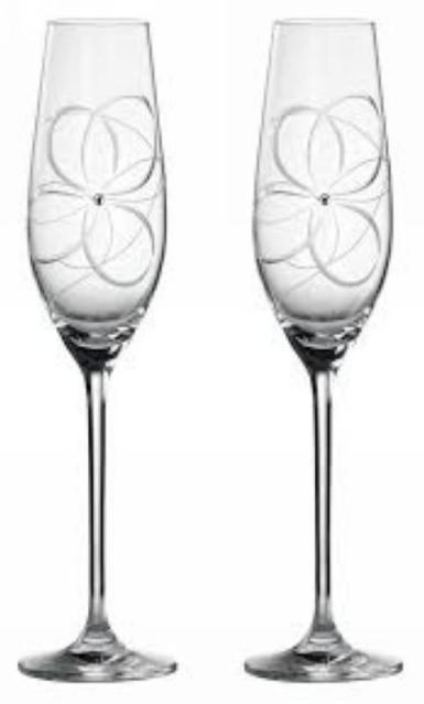 Wedding  Royal Doulton Flower Glasses with Swarovski Crystals Image 1