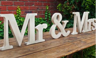 Wedding  Mr and Mrs Extra Large Natural Timber Sign - Hire Image 1