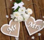 Rustic Burlap Mr and Mrs Heart Banner image
