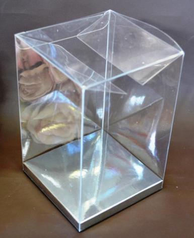 Wedding  Clear PVC Box with Silver Base 12cm x 12cm x 16cm Image 1