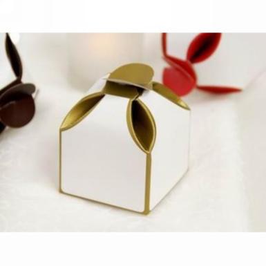 Wedding  Two Tone White and Gold 5cm Favour Box x10 Image 1