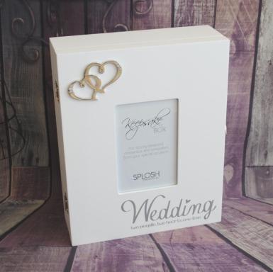 Wedding  Wedding Keepsake Wooden Box with Hearts Image 1